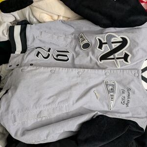 Nike Courdoroy 1972 Gray and Black Varsity Jacket Medium